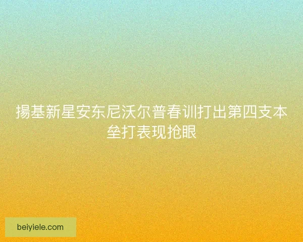 揚基新星安东尼沃尔普春训打出第四支本垒打表现抢眼