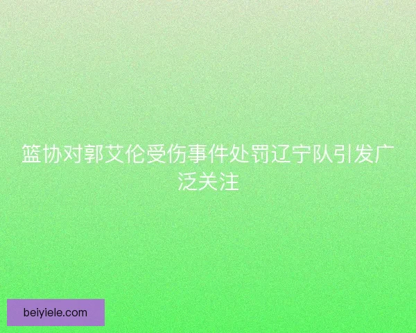 篮协对郭艾伦受伤事件处罚辽宁队引发广泛关注